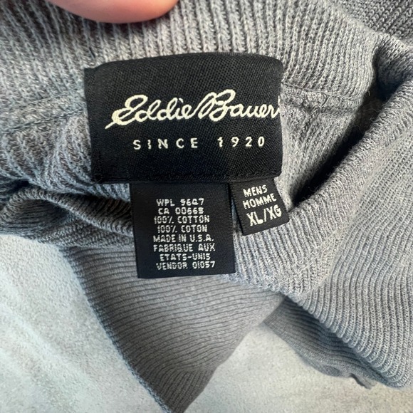 Eddie Bauer Sweater Mens Extra Large Grey Ribbed Knit Crewneck Cotton Pullover - Picture 11 of 11